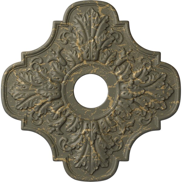 Ekena Millwork Peralta Ceiling Medallion (Canopies up to 4 5/8"), 17 3/4"OD x 3 1/8"ID x 1"P, Witch Hazel Crackle CM17PEWHC - main